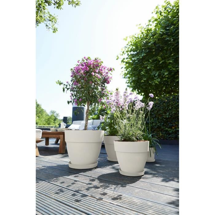 Pot De Fleurs Rond VIBIA - Plastique Réservoir - Ø40 - Blanc ELHO