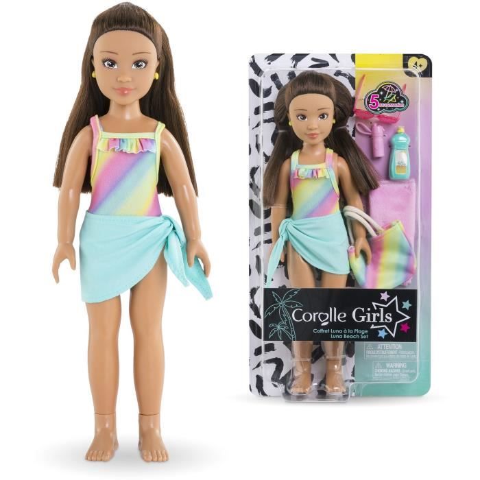 Poupée mannequin Luna a la plage - COROLLE GIRLS - 28 cm - 5 accessoires