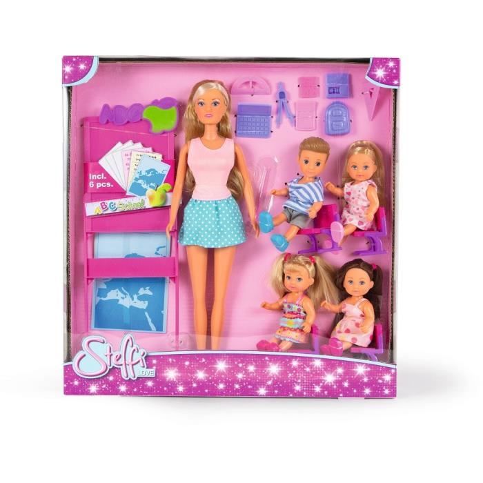 Poupée Steffi Love - Maitresse d’école et 4 éleves - Tableau et accessoires inclus