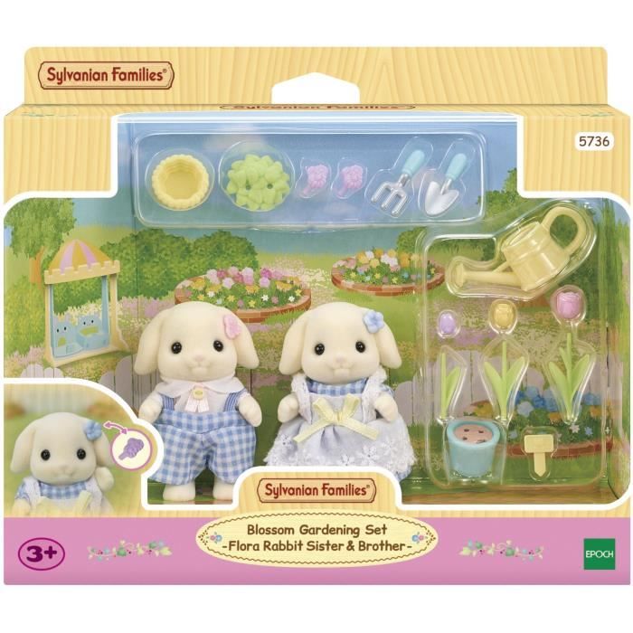 Poupée - SYLVANIAN FAMILIES - Le frere et la soeur Lapin Bélier - Jardinage - Articulés - Multicolore