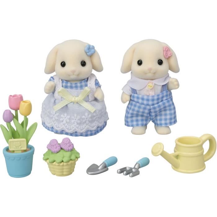 Poupée - SYLVANIAN FAMILIES - Le frere et la soeur Lapin Bélier - Jardinage - Articulés - Multicolore