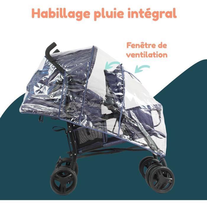 Poussette canne double BAMBISOL - 6-36 mois pour le siege avant (max 15 kg) et de 0-36 mois (max 15 kg) pour le siege