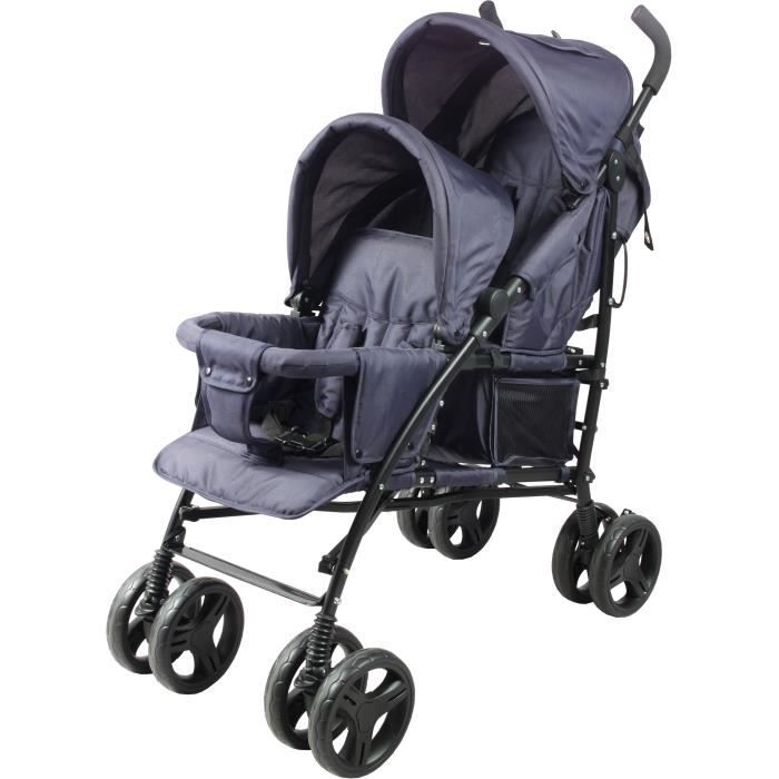 Poussette canne double BAMBISOL - 6-36 mois pour le siege avant (max 15 kg) et de 0-36 mois (max 15 kg) pour le siege