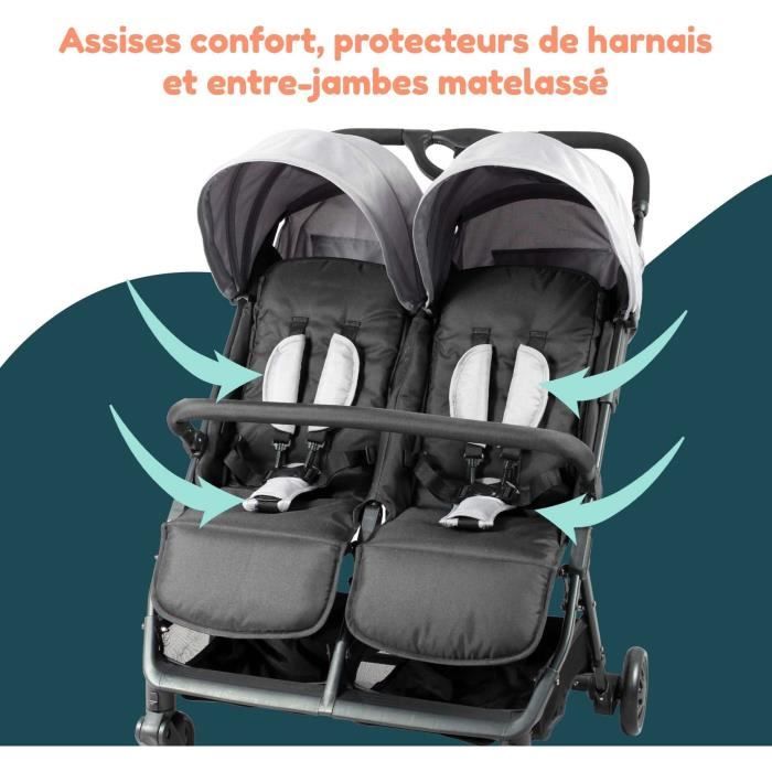 Poussette double BAMBISOL - Pour jumeaux et pour enfants d’âge rapprochés de la naissance a 36 mois