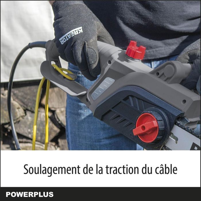 Powerplus Tronçonneuse Électrique POWEG10110 - 2200 W Guide de 400 mm Lubrification Automatique de Chaîne Outillage