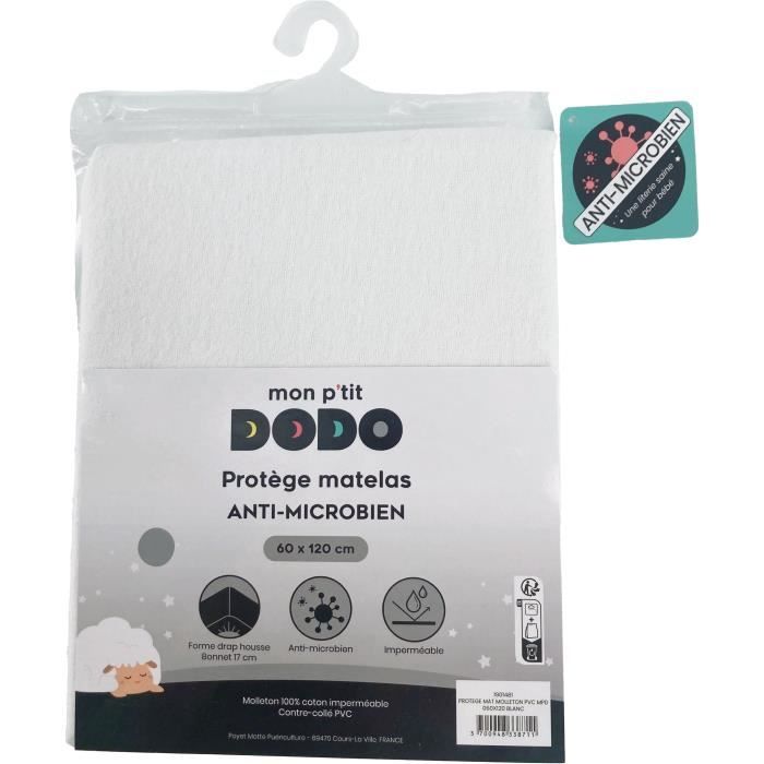 Protege matelas alese - MON P’TIT DODO - 1901481 - Molleton pvc - Antimicrobien - 60x120 cm