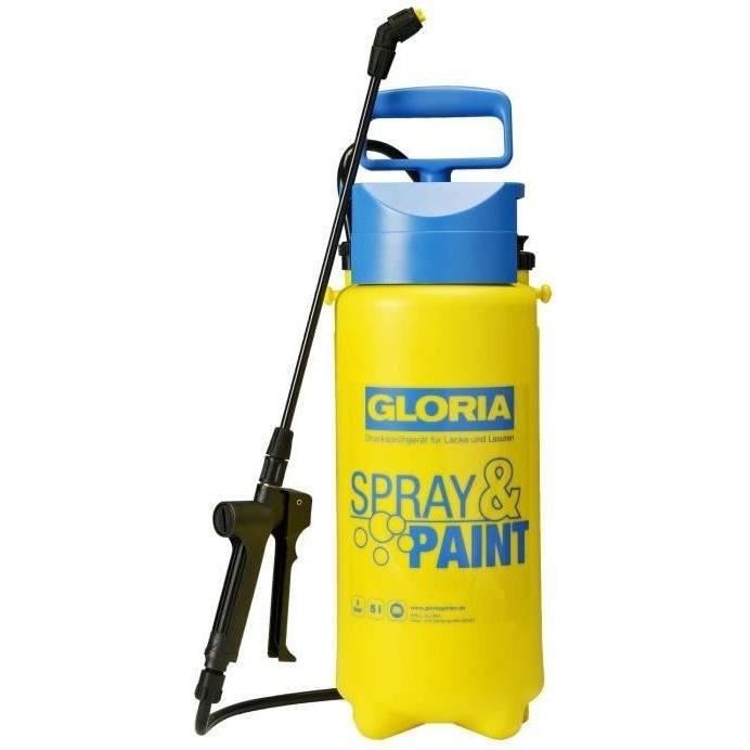 Pulvérisateur a main Gloria Spray&Paint 5L - 3 bars - Soupape et buse a jet plat - Joints Viton AUCUNE