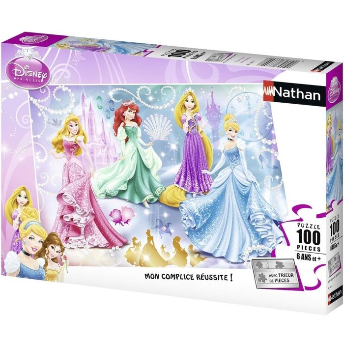 Puzzle 100 pieces - Princesses étincelantes - Disney Princesses - Trieurs de pieces - Nathan