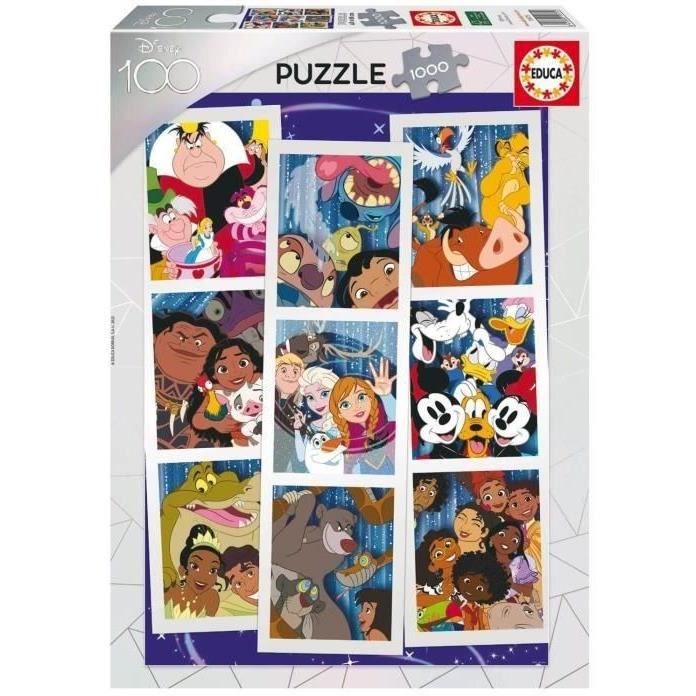 Puzzle 1000 pieces COLLAGE DISNEY 100 - Marque EDUCA - Dimensions 68 x 48 cm