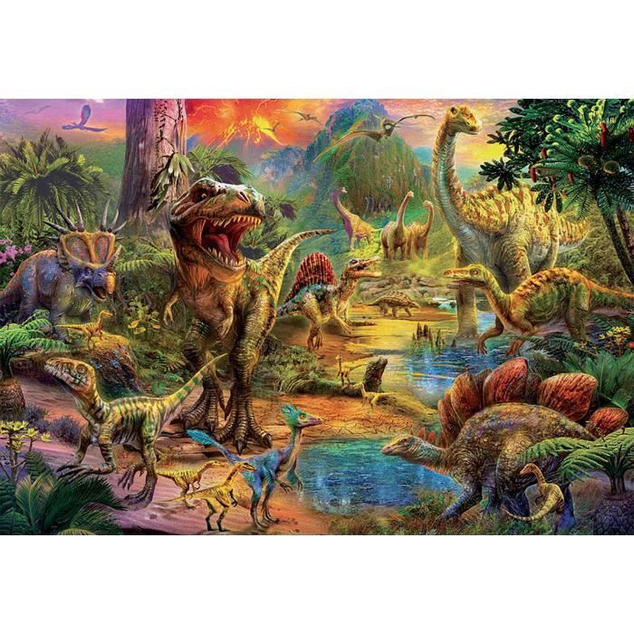 Puzzle 1000 pieces - Terre De Dinosaures - EDUCA - Animaux - Espagne - Orange