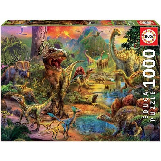 Puzzle 1000 pieces - Terre De Dinosaures - EDUCA - Animaux - Espagne - Orange