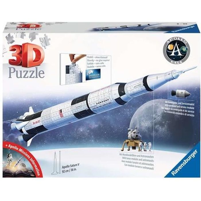 Puzzle 3D Fusée spatiale Saturne V - Ravensburger - 440 pieces - NASA - A partir de 8 ans