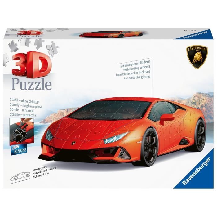 Puzzle 3D Lamborghini Huracán EVO Edition orange - Véhicules et engins - 108 pieces