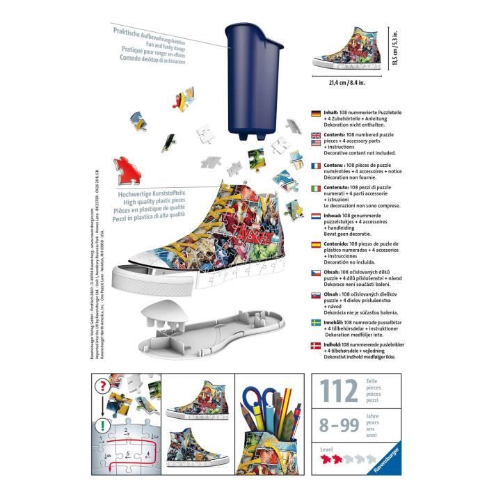 Puzzle 3D Sneaker Avengers - Ravensburger - Pot a crayons 108 pieces - Des 8 ans