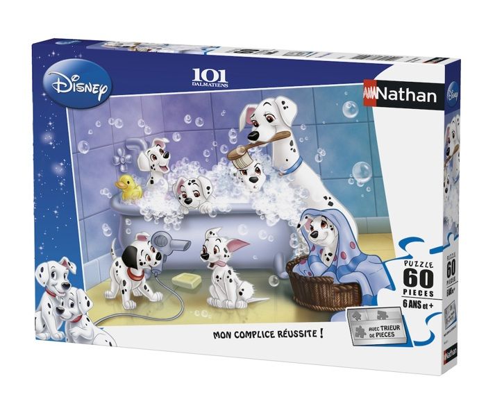 Puzzle 60 p - NATHAN - Les 101 Dalmatiens - Blanc - Disney - Scene de vie