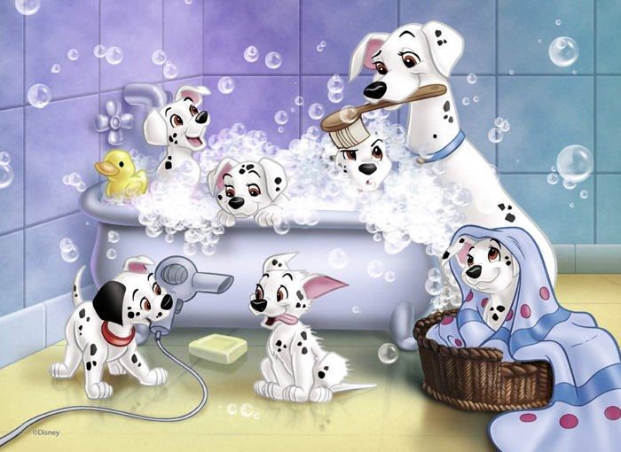 Puzzle 60 p - NATHAN - Les 101 Dalmatiens - Blanc - Disney - Scene de vie