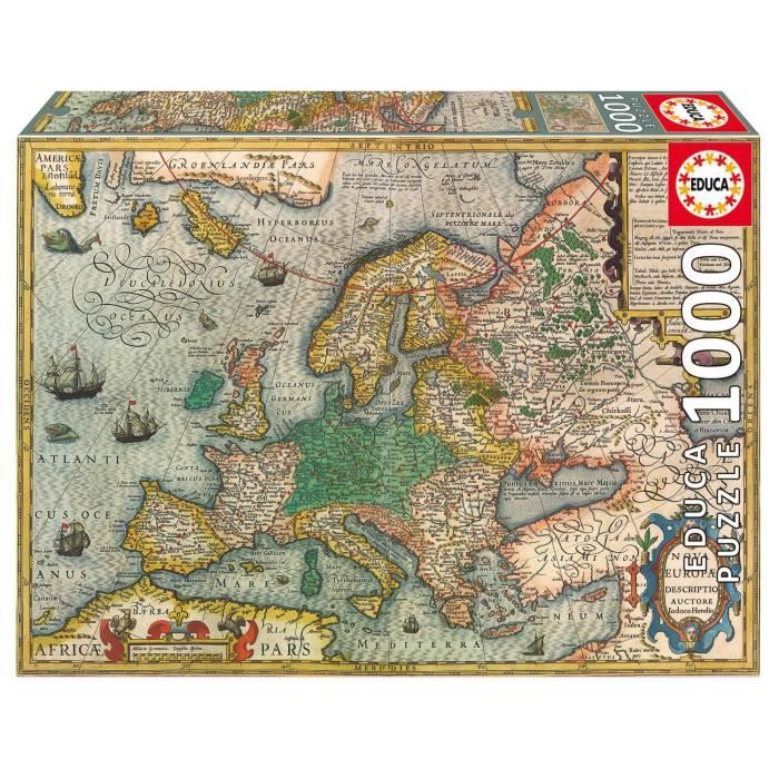 Puzzle Carte d’Europe - 1000 pieces - Marque Educa - Theme Voyage et cartes