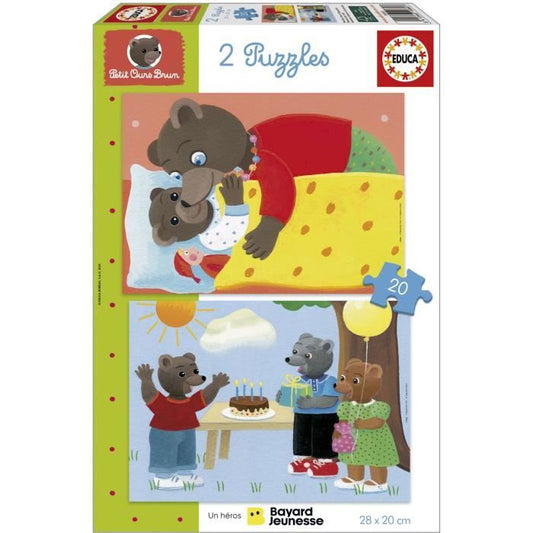 Puzzle - EDUCA - Petit Ours Brun: Ensemble de 2 puzzles de 20 pieces pour enfants des 4 ans