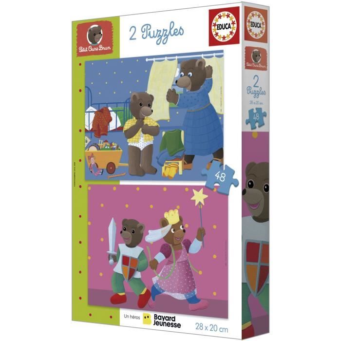 Puzzle - EDUCA - Petit Ours Brun: Ensemble de 2 puzzles de 48 pieces pour enfants des 4 ans