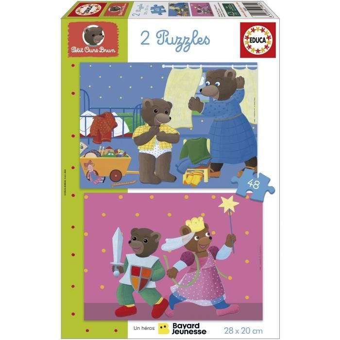 Puzzle - EDUCA - Petit Ours Brun: Ensemble de 2 puzzles de 48 pieces pour enfants des 4 ans