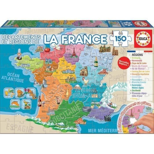 Puzzle éducatif de la France - EDUCA - 150 pieces - Pour enfants de 7 ans