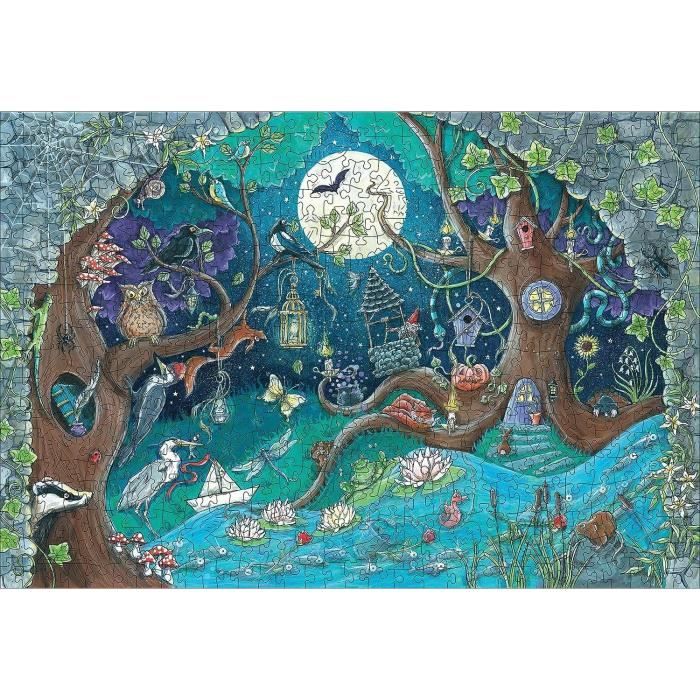 Puzzle en bois Foret fantastique 500 pieces robustes et naturelles dont 40 figurines en bois (whimsies) Qualité