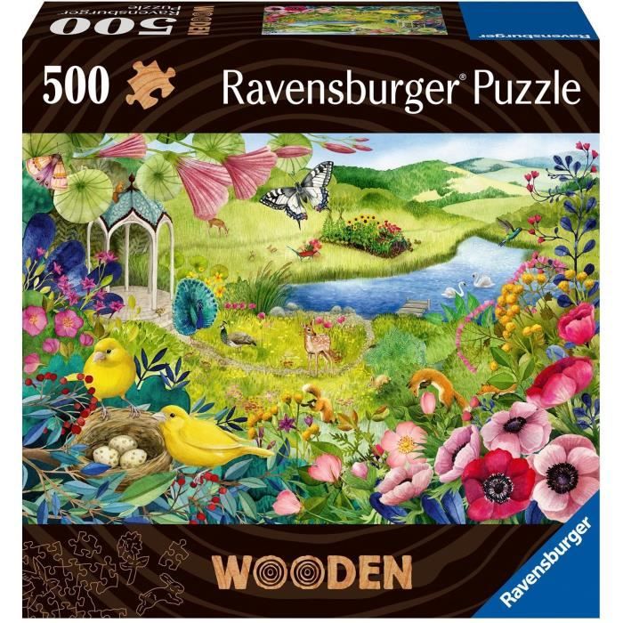 Puzzle en bois Jardin de la nature 500 pieces robustes et naturelles dont 40 figurines en bois (whimsies) Qualité