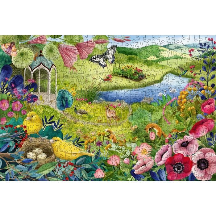 Puzzle en bois Jardin de la nature 500 pieces robustes et naturelles dont 40 figurines en bois (whimsies) Qualité