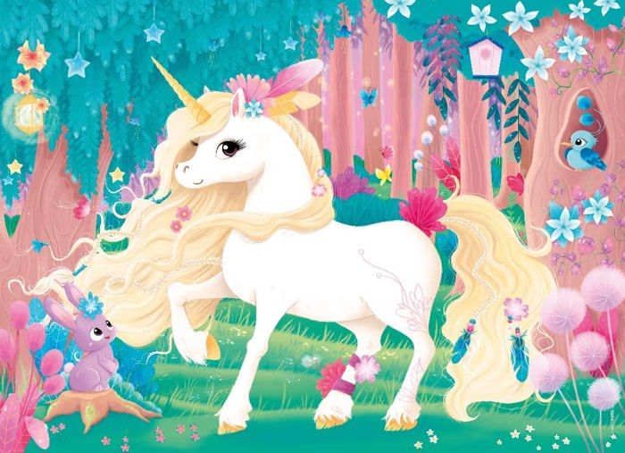 Puzzle enfant 45 pieces Jolie licorne Nathan - Poster inclus - Theme fantastique - Mixte - A partir de 5 ans