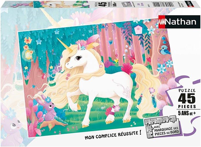 Puzzle enfant 45 pieces Jolie licorne Nathan - Poster inclus - Theme fantastique - Mixte - A partir de 5 ans