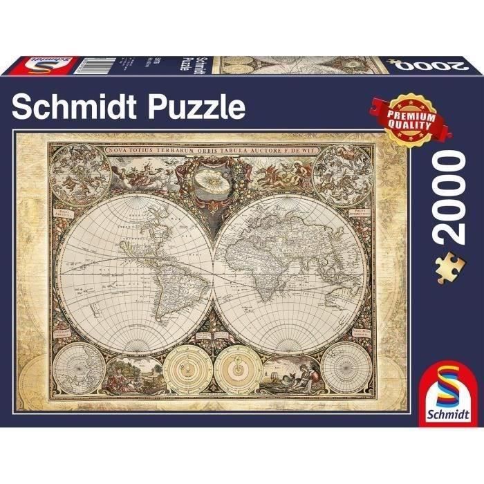 Puzzle Mappemonde Historique - Schmidt Spiele - 2000 Pieces - Qualité Premium