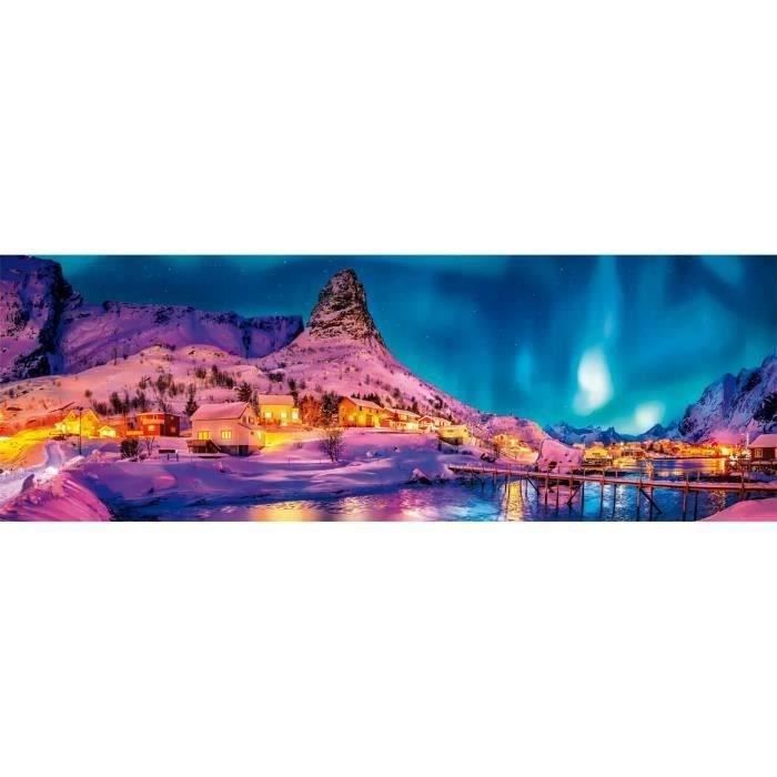 Puzzle panoramique Clementoni - Colorful Night over Lofoten Islands - 1000 pieces