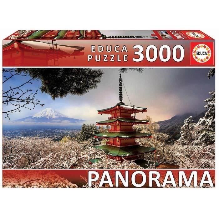 Puzzle panoramique EDUCA 3000 pieces - Mont Fuji et Pagode - Paysage et nature - Rouge