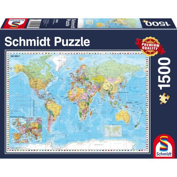 Puzzle Planisphere - SCHMIDT SPIELE - 1500 pieces - Voyage et cartes - Bleu - 12 ans