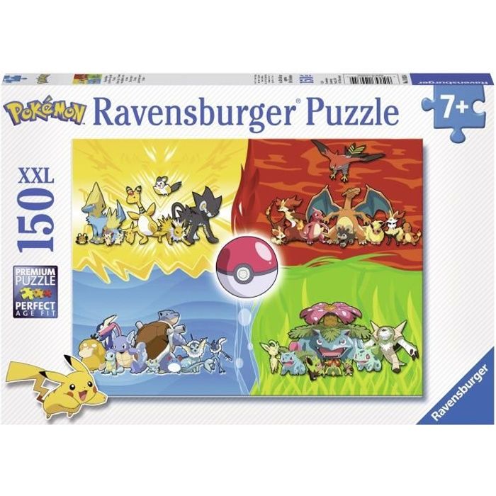 Puzzle Pokémon 150 pieces XXL - Différents types de Pokémon - Ravensburger