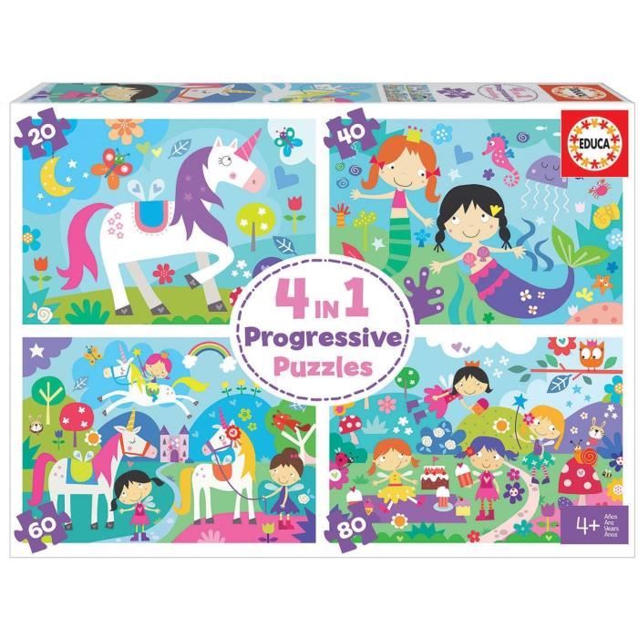 Puzzle progressif 4 en 1 - EDUCA - AMIS FANTASTIQUES - 20-80 pcs - Enfant - Dessins animés et BD