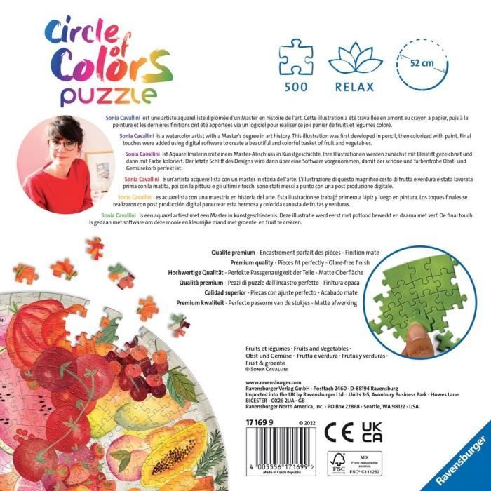 Puzzle rond 500 pieces Ravensburger - Fruits et légumes (Circle of Colors)