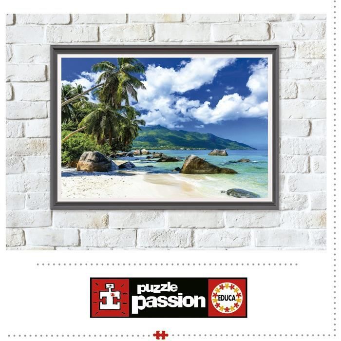 Puzzle SEYCHELLES de 1500 pieces - EDUCA - Paysage et nature - Avec colle Fix Puzzle