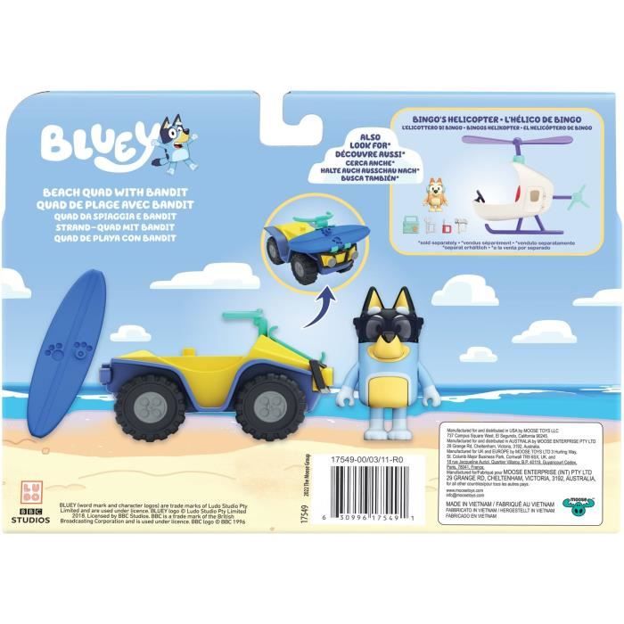 Quad de plage BLUEY avec figurine Bandit et accessoires - Bluey