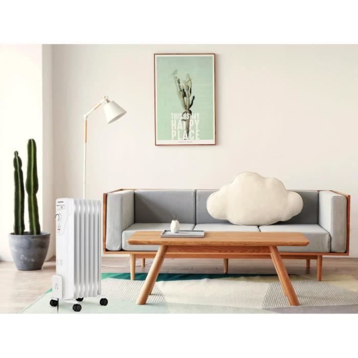 Radiateur électrique bain d’huile 1500W OCEANIC - 3 puissances - 7 éléments - Blanc - Mobile