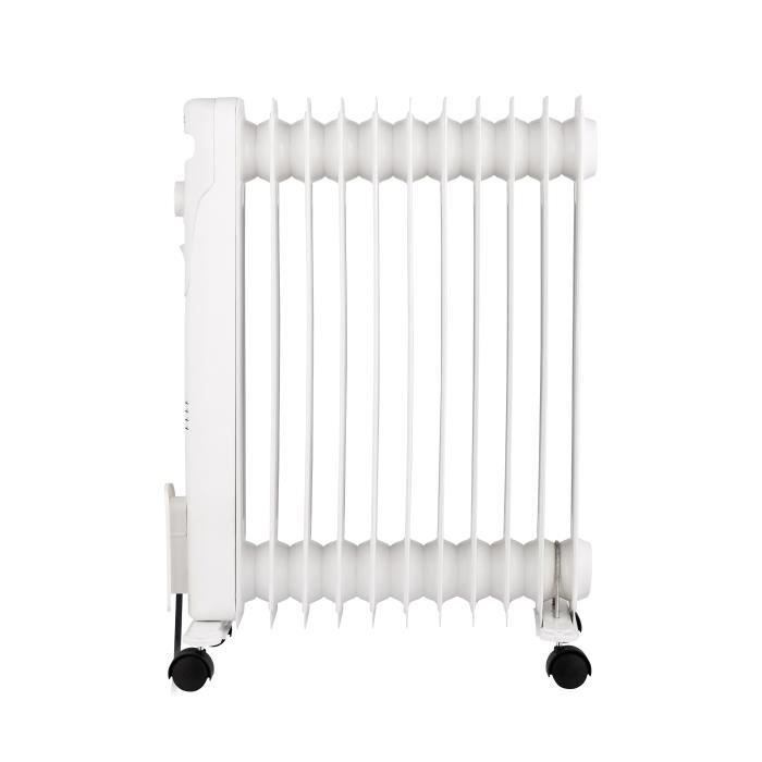 Radiateur électrique bain d’huile 2500W OCEANIC - 3 puissances - 11 éléments - Blanc - Mobile