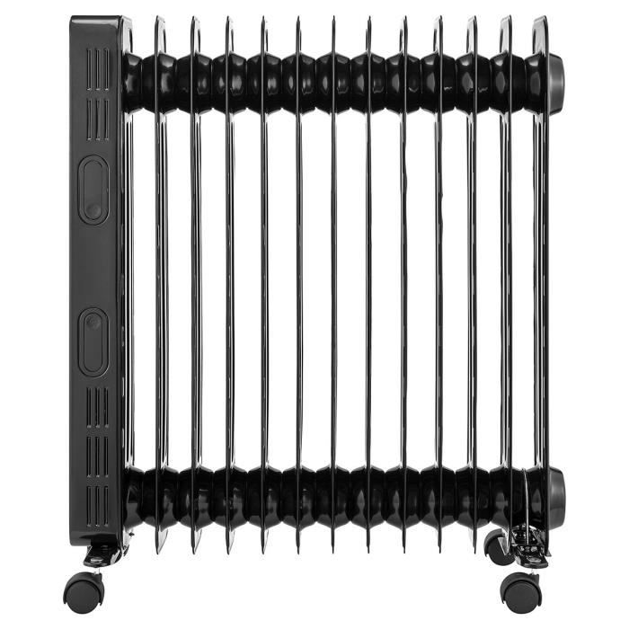 Radiateur électrique bain d’huile 2500W OCEANIC - 3 puissances - Thermostat électronique - Télécommande - Mobile - Noir