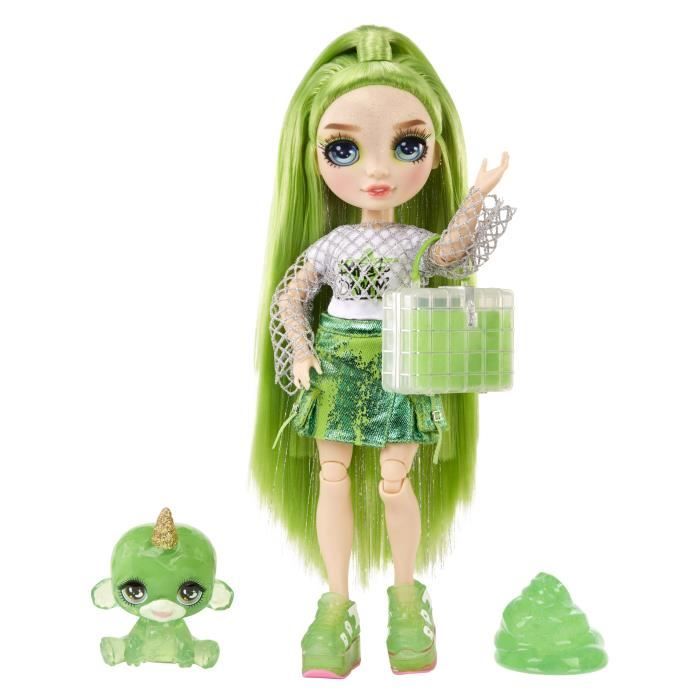 Rainbow High Poupée Mannequin avec Kit de Slime et Animal de Compagnie - Jade (Vert) - Poupée Pailletée 28 cm