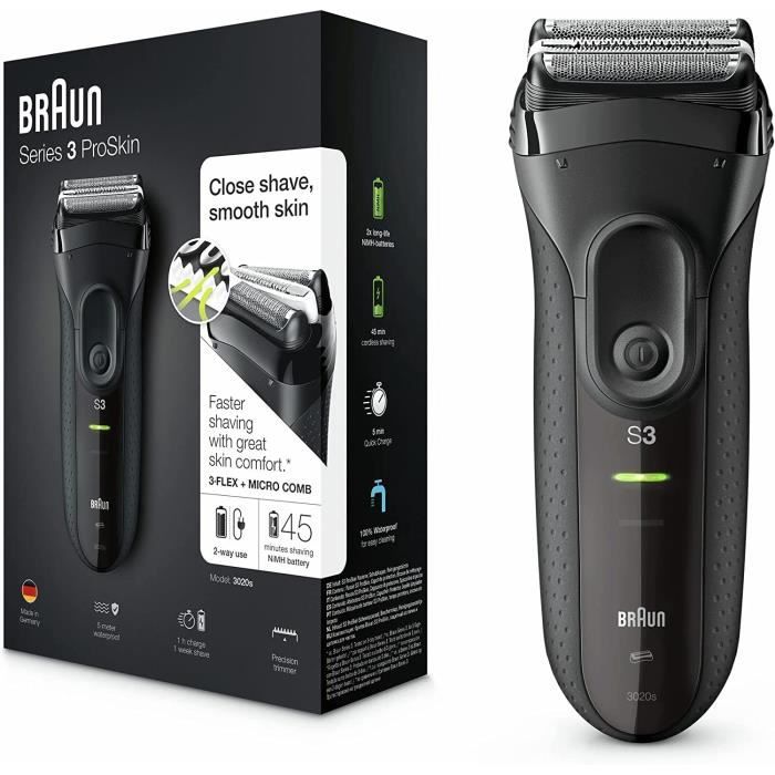 Rasoir électrique BRAUN Series 3 ProSkin 3020s - sans fil - 45 mn