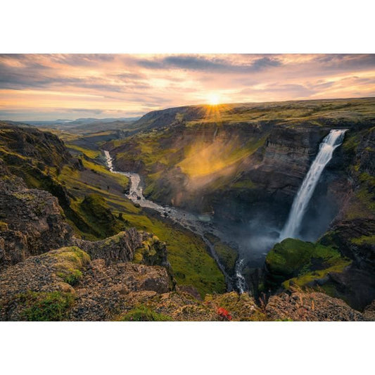 Ravensburger-Puzzle 1000p-La cascade Háifoss Islande (Highlights)-Adultes&enfants-Des 14 ans-Puzzle de qualité