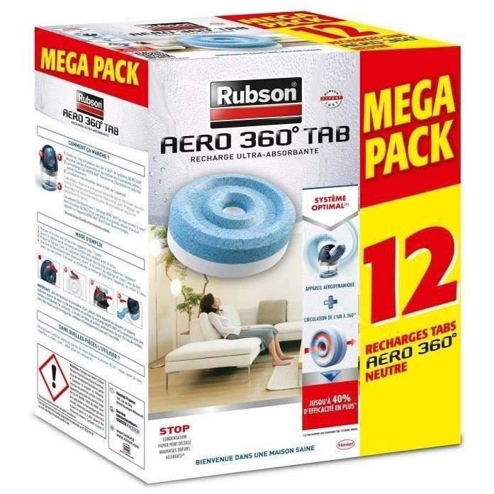 Recharge Aero 360 Neutre pour absorbeur d’humidité RUBSON - Lot de 12 recharges