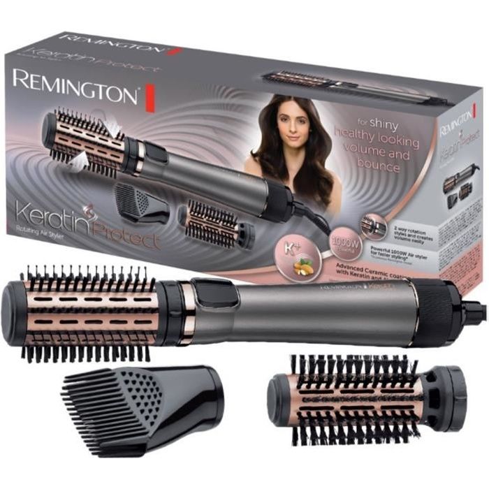 Remington AS8810 Brosse Cheveux Rotative Soufflante Chauffante Volume Keratin Protect Soin Kératine Huile d’Amande