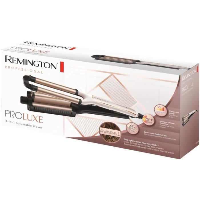 Remington CI91AW Fer a Boucler Boucleur 4en1 Proluxe 4 Styles Ondulations Revetement Ceramic Grip Tech Technologie