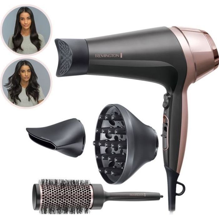 Remington D5706 Coffret Coiffure Seche-Cheveux Ionique Curl Confidence 2200W Brosse 45mm Grille Céramique Léger