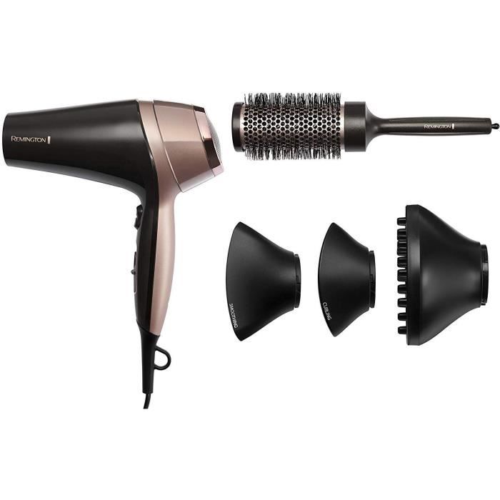 Remington D5706 Coffret Coiffure Seche-Cheveux Ionique Curl Confidence 2200W Brosse 45mm Grille Céramique Léger